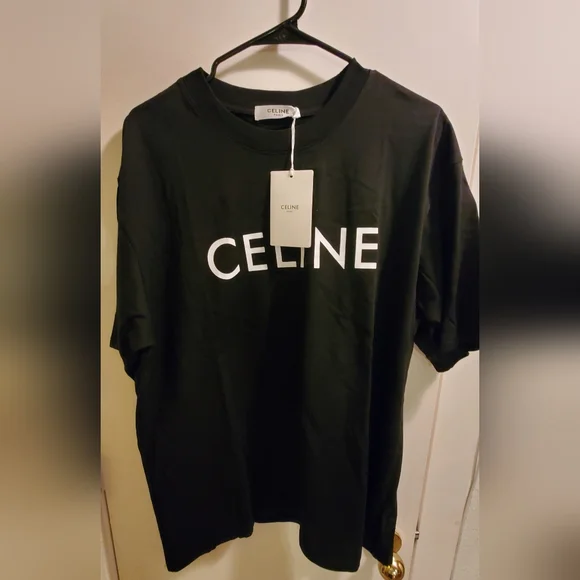 Celine | Shirts | Celine Tshirt Basic Logo Black | Poshmark